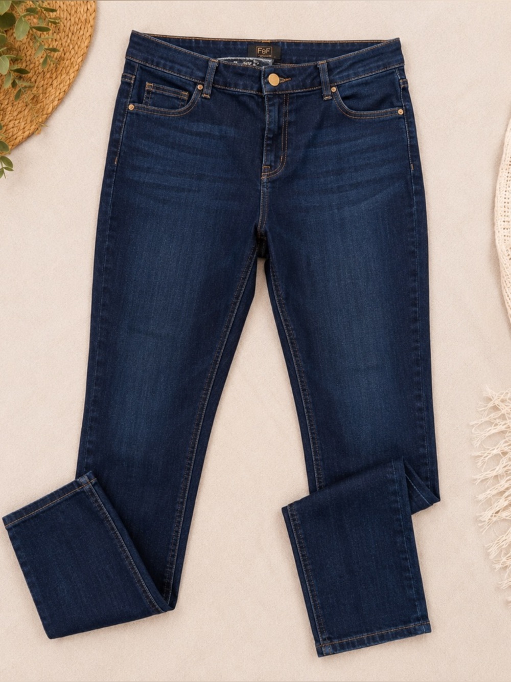 F&F Dark Wash Skinny Jeans Women’s US 16 Short High Rise Stretch Denim